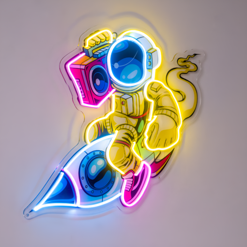 Astronauts in Space LED Neon Acrylic Artwork - Image 7