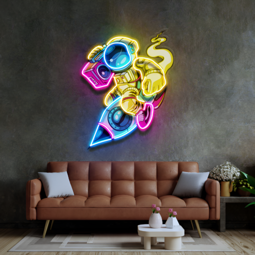 Astronauts in Space LED Neon Acrylic Artwork - Image 8