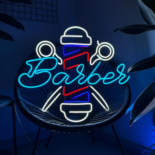 Barber Shop Logo LED Neon Sign - Wall Decor - maroc