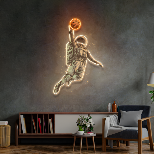 Basketball Shot Astronaut LED Neon Acrylic Artwork - maroc