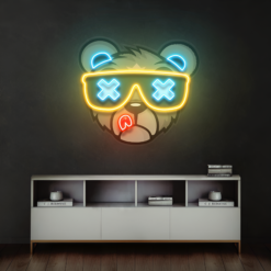 Cool Bear with Sunglasses LED Neon Acrylic Artwork - maroc