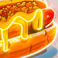 Cheesy Sausage Sandwich LED Neon Acrylic Artwork