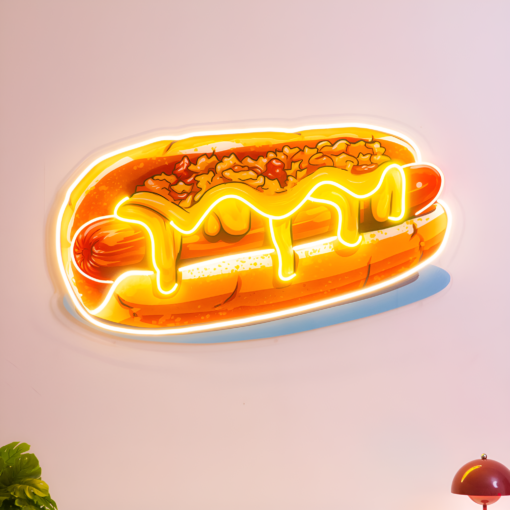 Cheesy Sausage Sandwich LED Neon Acrylic Artwork