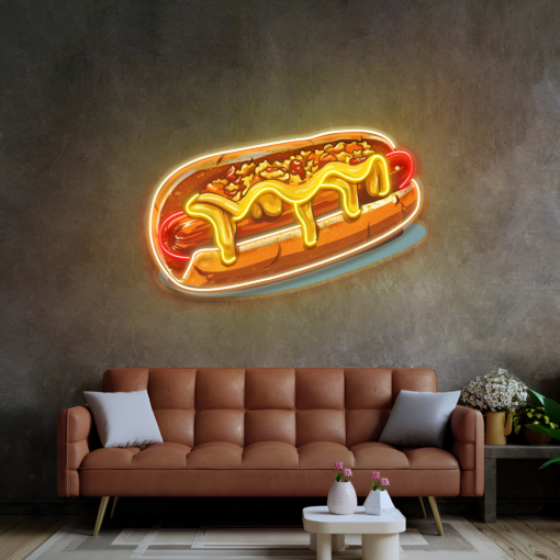 Cheesy Sausage Sandwich LED Neon Acrylic Artwork