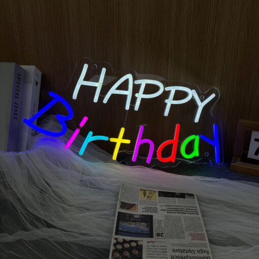 Colorful Happy Birthday Neon Sign - Neon Maroc