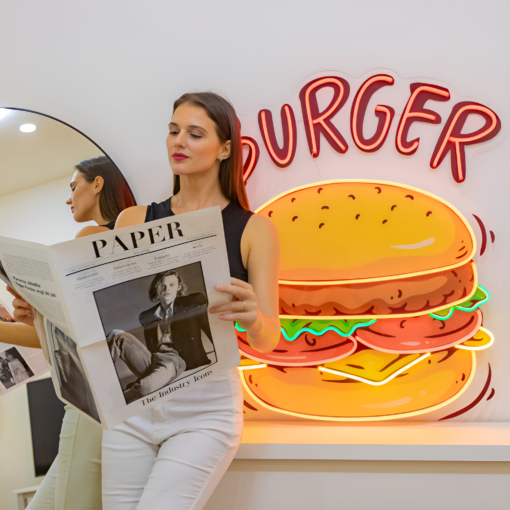 Burger Glow LED Neon Sign Acrylic Artwork - maroc