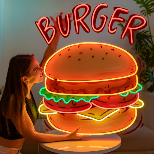 Burger Glow LED Neon Sign Acrylic Artwork - maroc