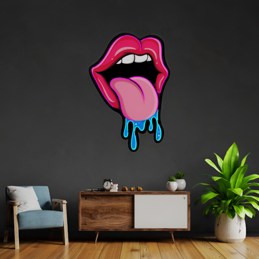 Dripping Lips Glow LED Neon Acrylic Artwork maroc