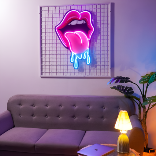 Dripping Lips Glow LED Neon Acrylic Artwork maroc