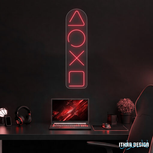 Enseigne Néon « Icônes PlayStation » – Déco Murale LED Gamer