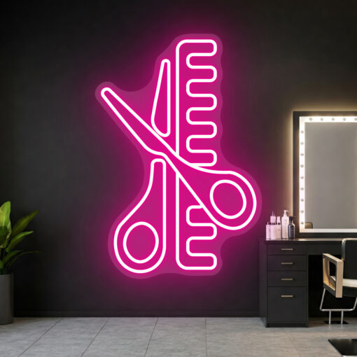 Scissors and Comb 2 - Barber Shop Neon Sign