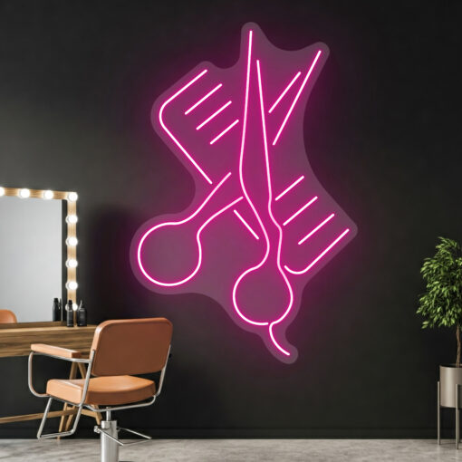 Scissors and Comb 1 - Barber Shop Neon Sign - maroc