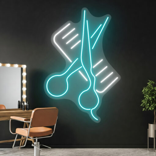 Scissors and Comb 1 - Barber Shop Neon Sign - maroc