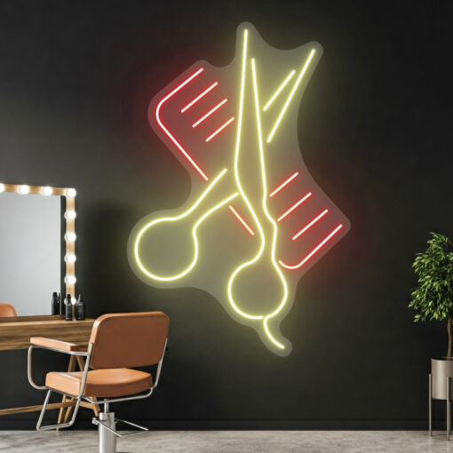 Scissors and Comb 1 - Barber Shop Neon Sign - maroc