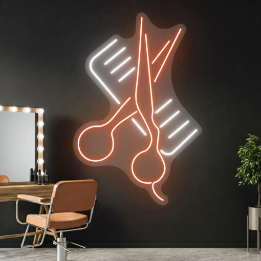 Scissors and Comb 1 - Barber Shop Neon Sign - maroc