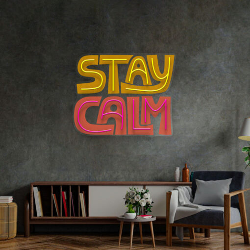 Panneau Néon – "Stay Calm" – Œuvre en Acrylique – Image 2