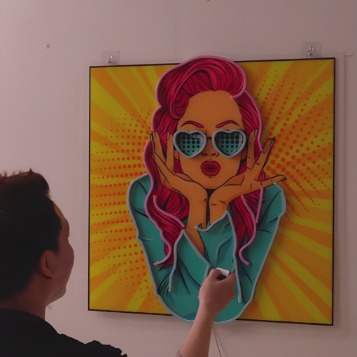 Woman Retro LED Neon Acrylic Artwork / Pop Art