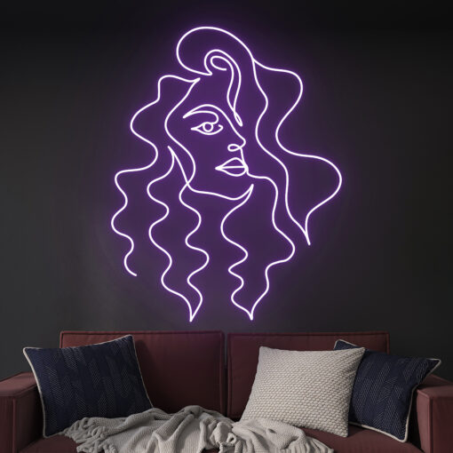 Woman With Flowing Hair Neon Sign - Beauty Decor - maroc