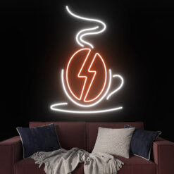 Coffee Bean in Coffee Cup Neon Sign - maroc - cafe shop decor