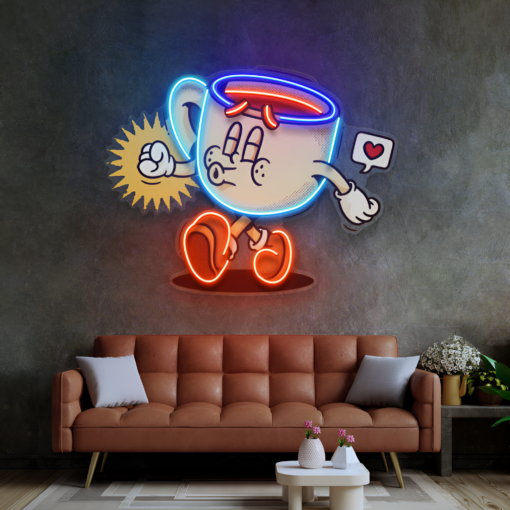 Cute Retro Trendy Coffee Cup LED Neon Acrylic Artwork maroc