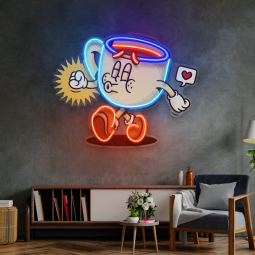 Cute Retro Trendy Coffee Cup LED Neon Acrylic Artwork maroc