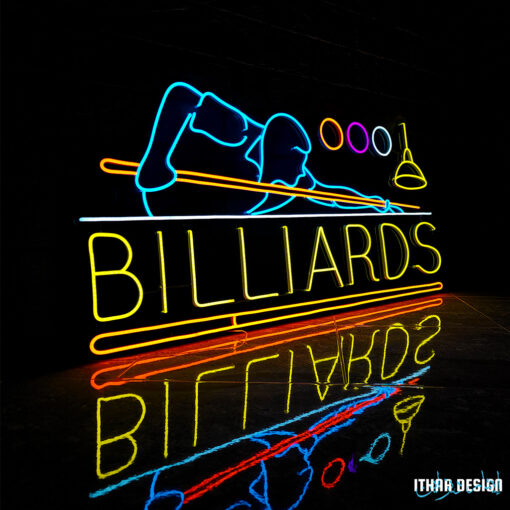 pool player billiards - maroc neon sign