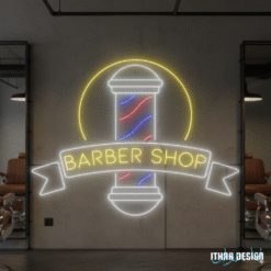 Barber Shop Pole Neon Sign – LED Light Wall Decor for Barbershops