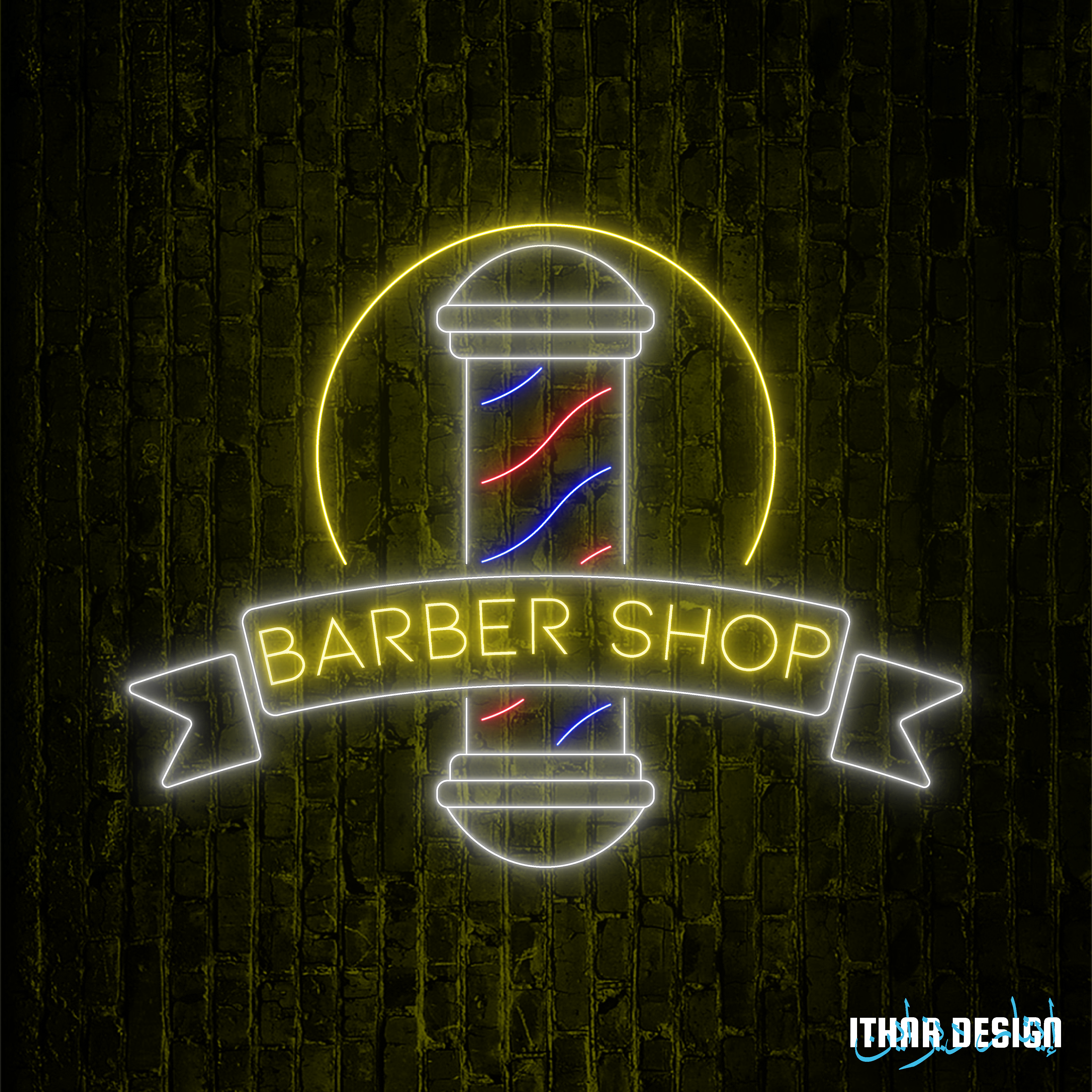 Alternative view of Barber Shop Pole Neon Sign – LED Light Wall Decor for Barbershops