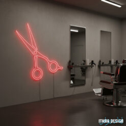 Alternative view of Custom LED Neon Scissor Sign for Barbershop Window & Wall