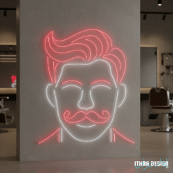 Mustache Man Neon Sign for Barbershops and Salons