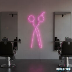 Minimalist Scissors LED Neon Sign for Barber Shops