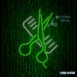 Alternative view of Scissors and Comb Barber Shop Neon Sign – Custom LED Wall Light