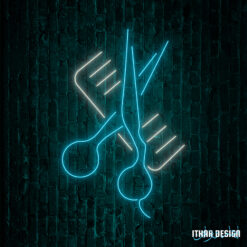 Scissors and Comb Barber Shop Neon Sign – Custom LED Wall Light