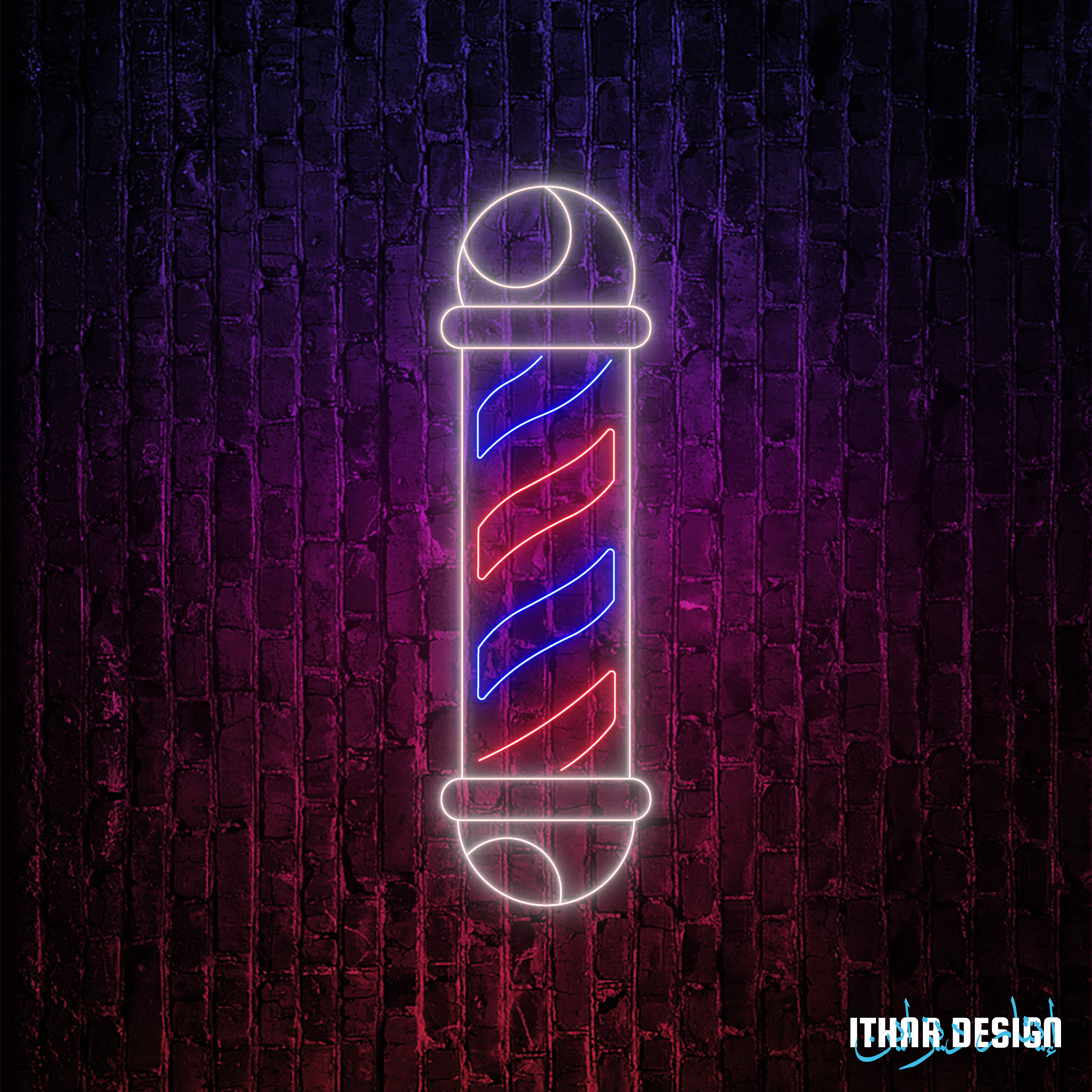 Alternative view of Barber Pole Neon Sign for Barbershop – LED Wall Light