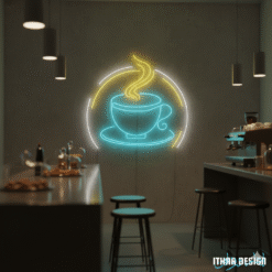 Custom Café Cup Logo LED Neon Sign – Modern Icon Light