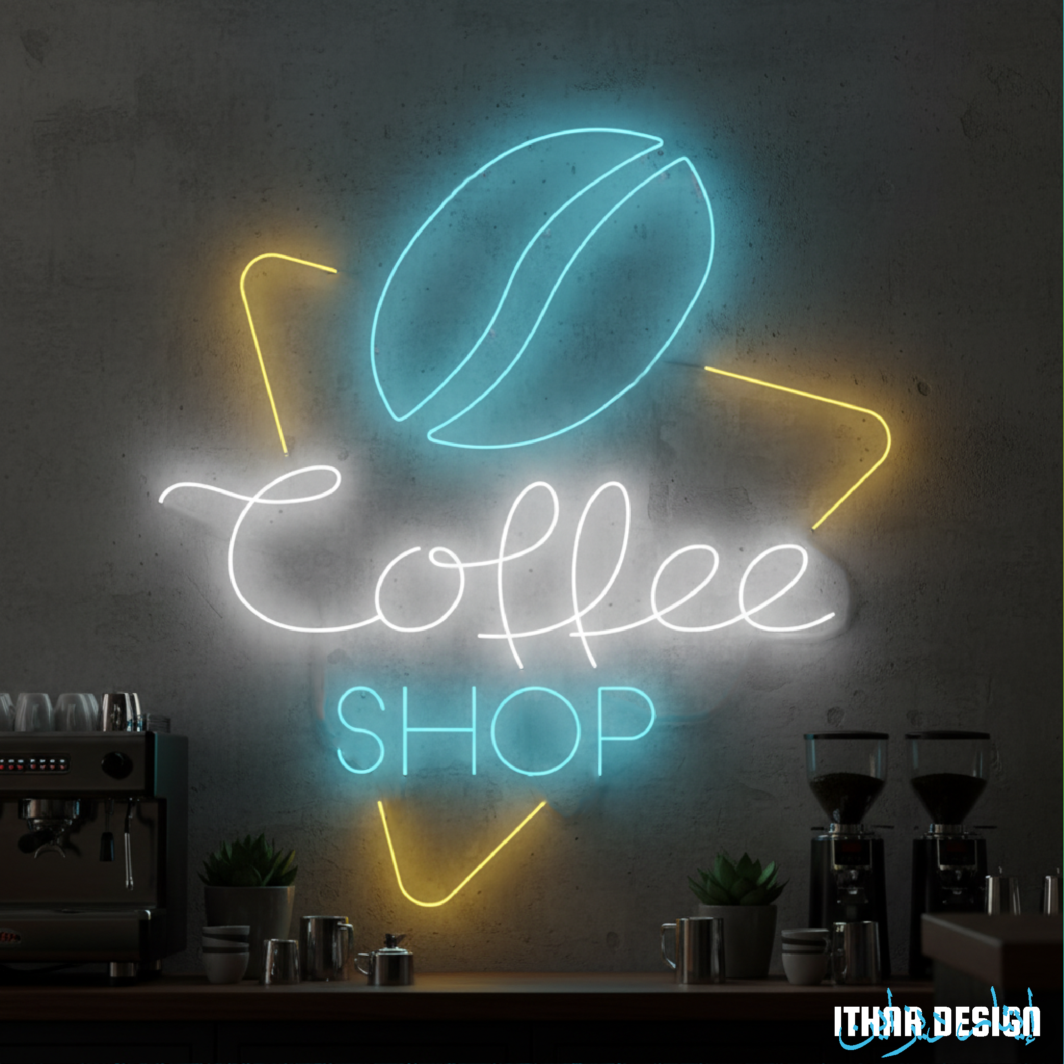 Custom Coffee Bean Shop Name LED Neon Sign for Café Decor