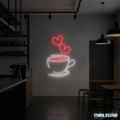 Alternative view of Enseigne Néon LED Tasse de Café avec Cœurs pour Café et Maison
