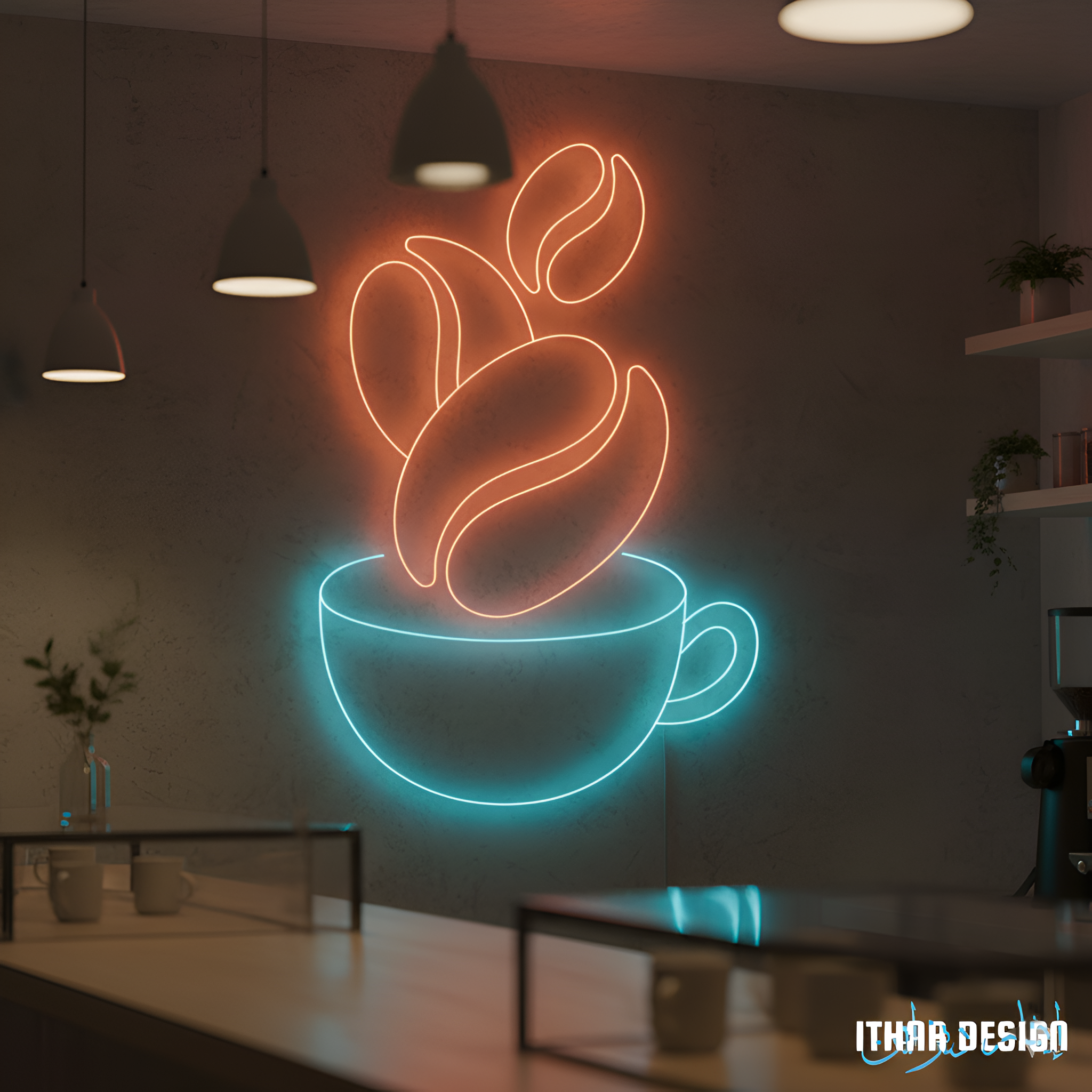 Coffee Cup Beans LED Neon Sign for Coffee Shops
