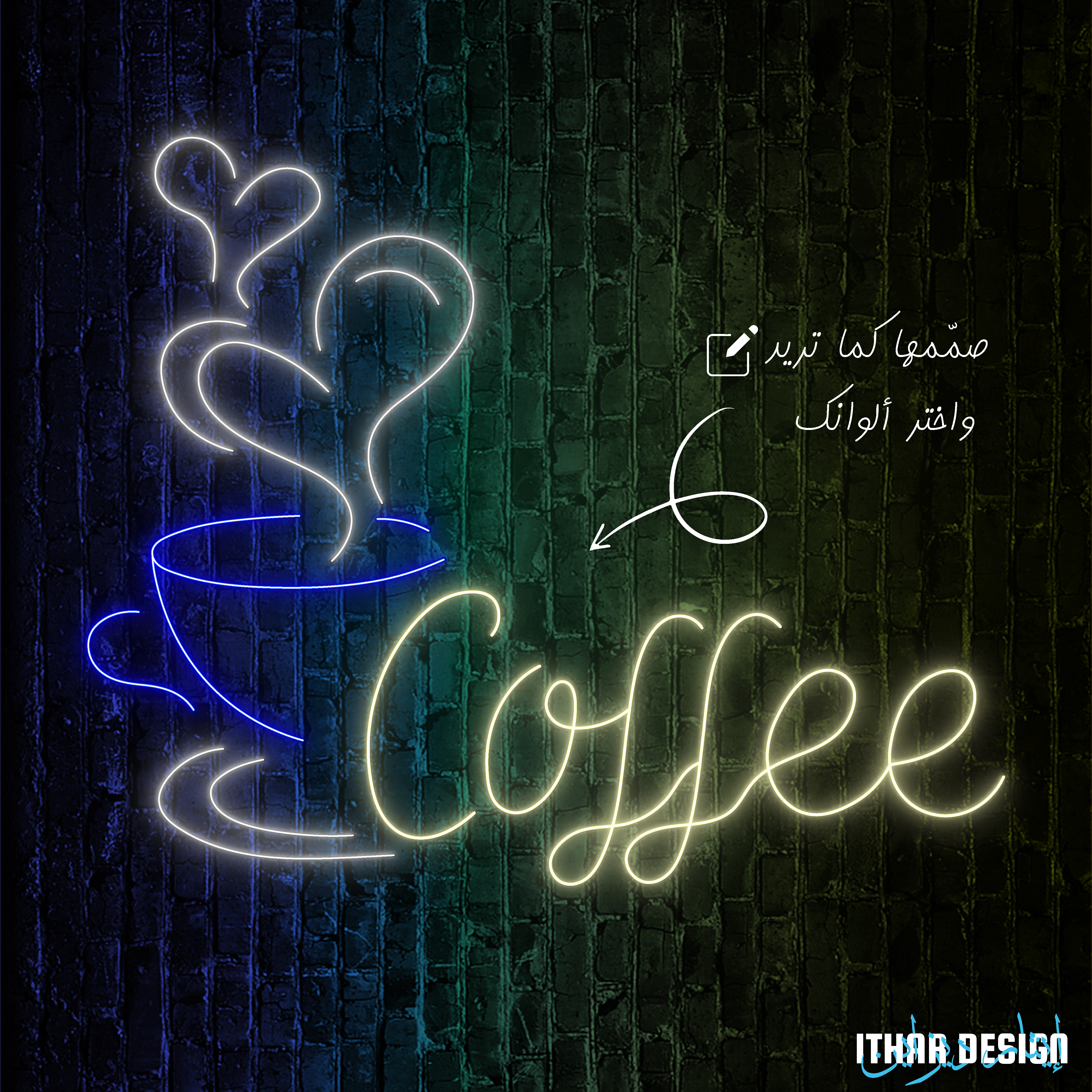 Alternative view of Coffee Cup with Hearts & Coffee Custom LED Neon Sign for Café Décor