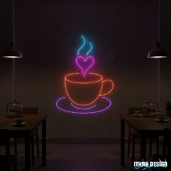 Enseigne Néon LED Tasse de Café avec Cœur pour Café et Déco Murale
