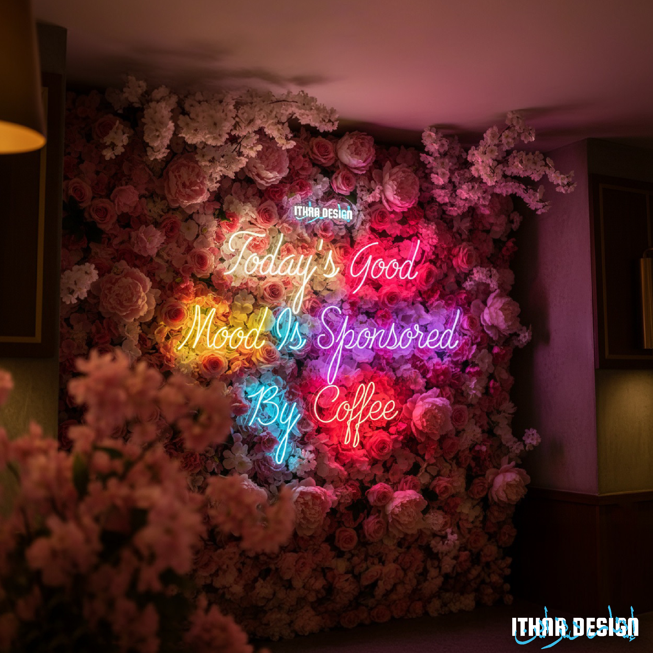 لافتة نيون LED مضيئة "Today Good Mood Is Sponsored by Coffee"